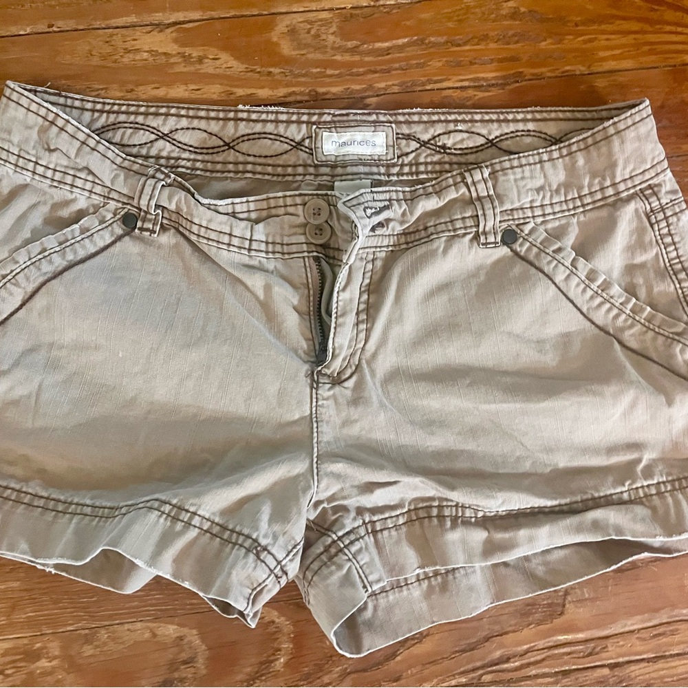Maurices Women's Light Tan Cotton Casual Shorts